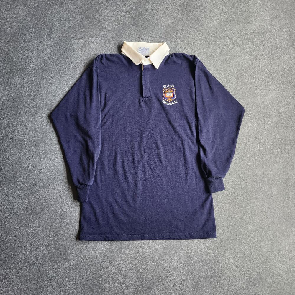 Vintage Oxford University Made in Britain Navy Collared Long Sleeve Shirt Large